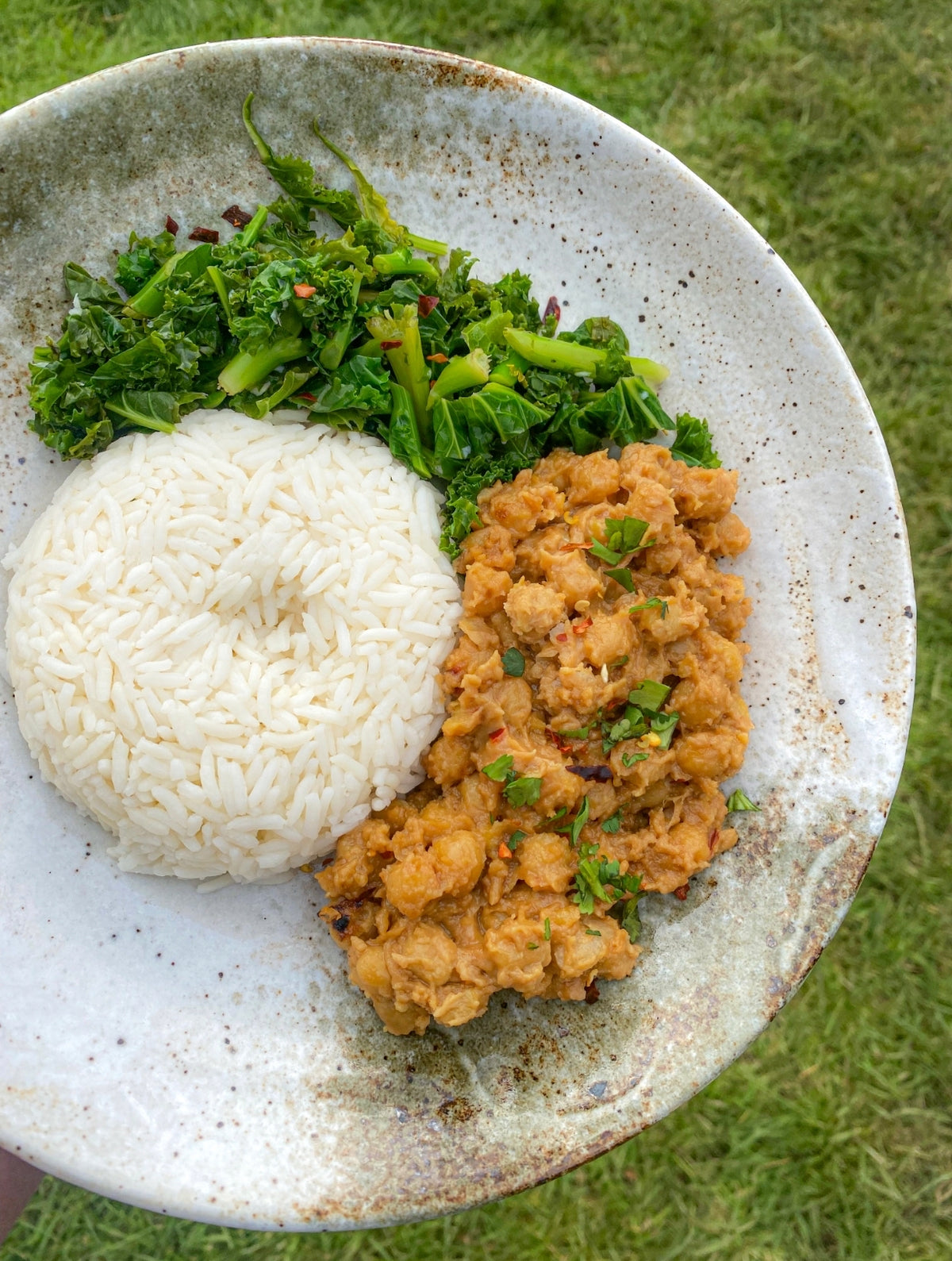 Opt1: Peanut Buddha Bowl with Jasmine Rice & Kale. 450 calories: 31GC/28GF/15GP