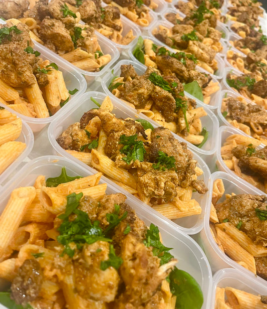 M3 Creamy Nando’s Chicken Pasta with Spinach. 428 calories: 37GC/13GF/42GP