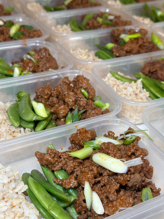 M2 Sticky Teriyaki Beef with Wholegrain Rice & Sugar Snap Peas. 424 calories: 39GC/14GF/32GP